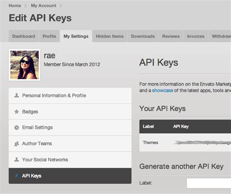 themeforest api key